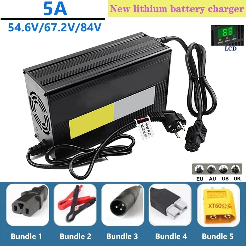 84V 20A Smart Charger - LEDディスプレイ付きリチウム電池充電器,電動自転車用充電器,5A, 54.6v,67.2v,84v,110v,220v,48v,13s,60v,16s 72v、20秒