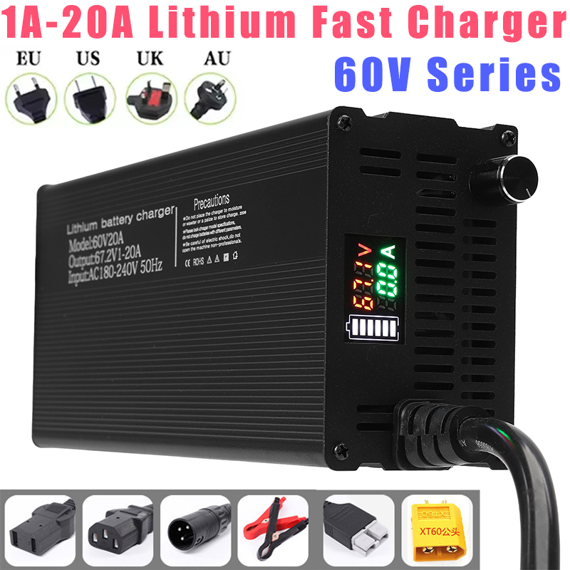 リチウム電池充電器 調整可能な電流 60V 1-8A 1-1 - 84V 20A Smart Charger のレビューと価格